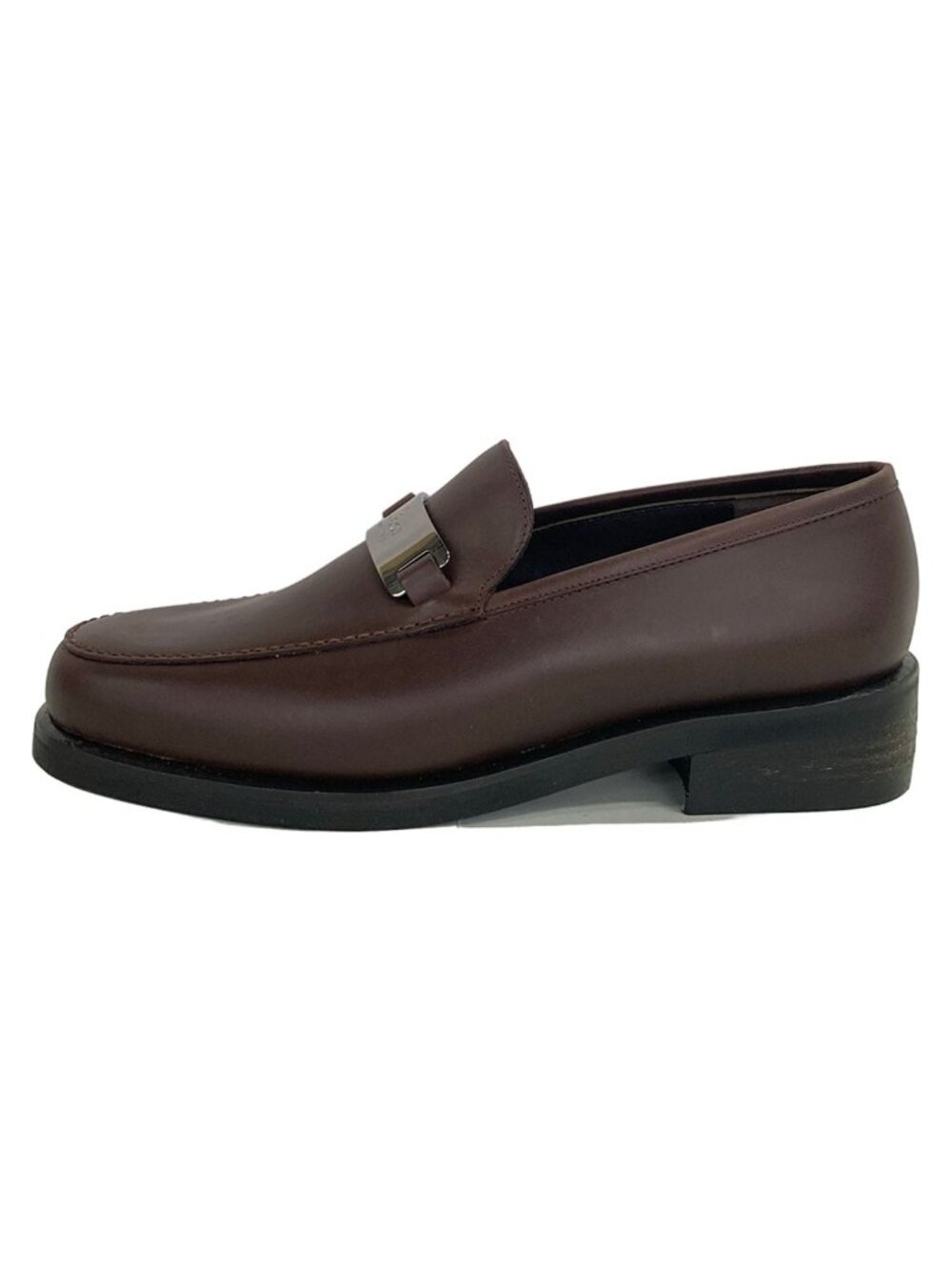 Gucci Loafers Dark Brown Metal Plate Leather